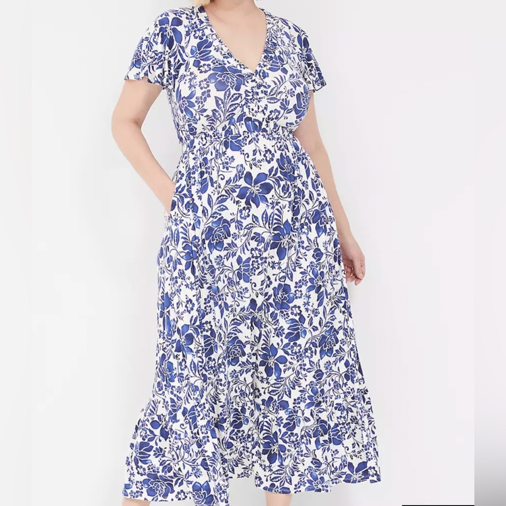 Lane Bryant Blue and White Floral Maxi Dress